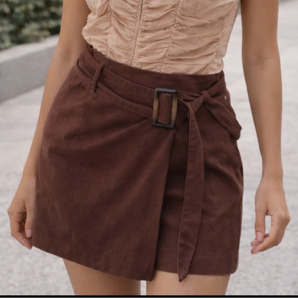 Jones New York Linen Mini Skirt W Belt